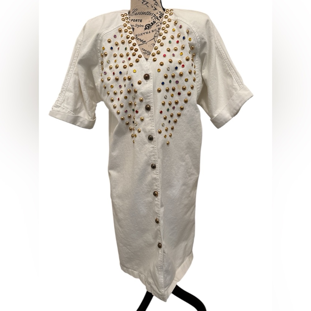 Elegant White Studded Dress
